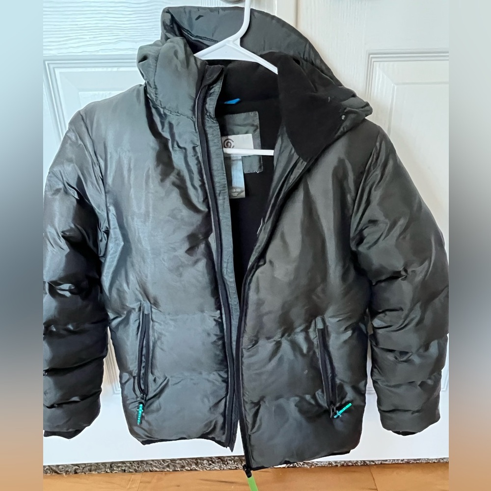 Boys Dark Green Puffer Jacket - M (8/10)